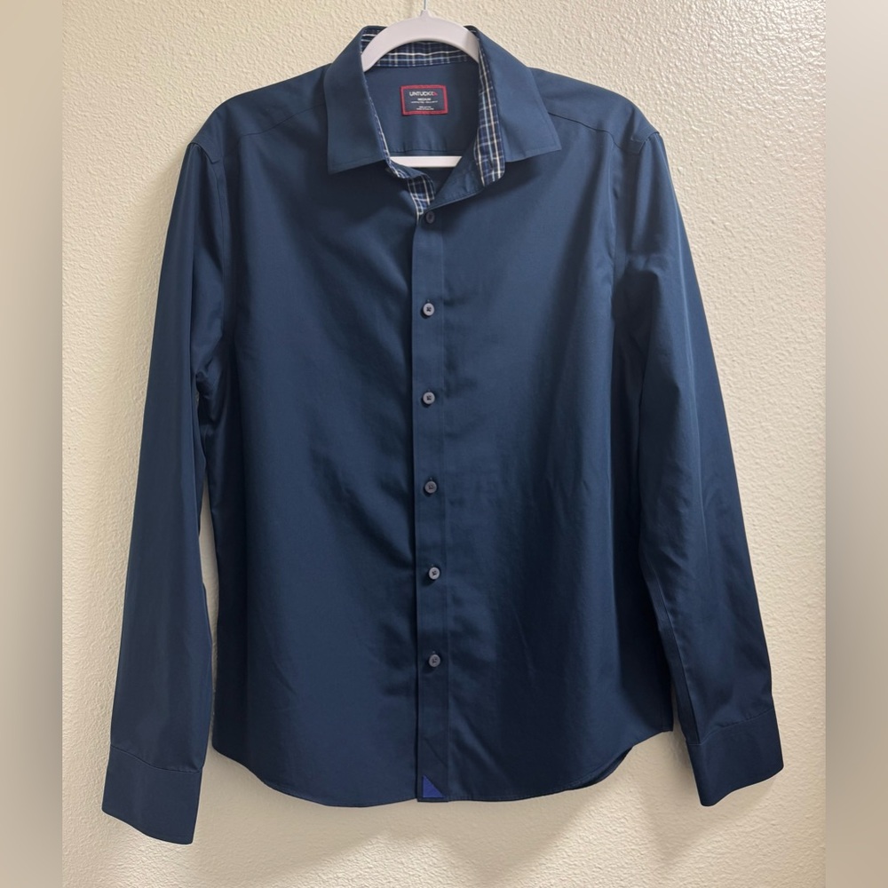 Untuckit Roberts Button Front Shirt Cotton Long Sleeve Wrinkle-Free Men's Medium